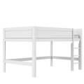 Halbhohes Kinderbett 120cm breit mit Treppe von LIFETIME - weiß lackiert