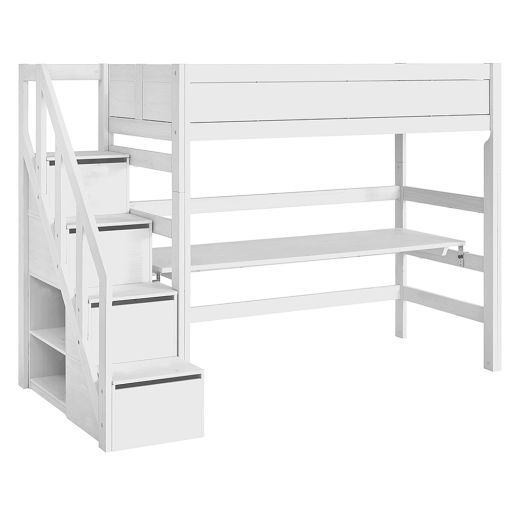 Lifetime Hochbett Bett mit Treppe-weiß lackiert - www.fabienne-kidsliving.de