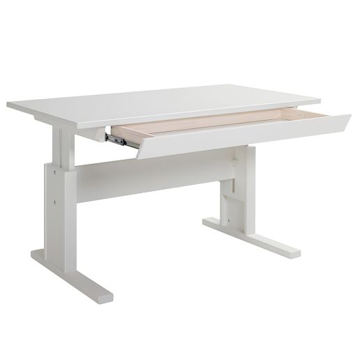 Lifetime Höhenverstellbarer Schreibtisch 120 cm mit Schublade - weiß lackiert - www.fabienne-kidsliving.de