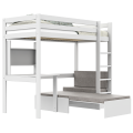 Elements Hochbett 177 cm mit Sitzecke und Schreibtisch - Study & Relax - weiss