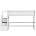 Lifetime Mittel Hochbett Bett mit Treppe-weiß lackiert - www.fabienne-kidsliving.de