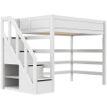 Lifetime Kinderhochbett mit Treppe 120cm breit - weiß lackiert